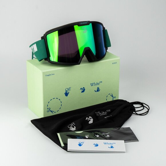 Off-White Ski Goggles Men Black Green Miror OERI055 5555 NEW AUTHENTIC - Picture 10 of 13